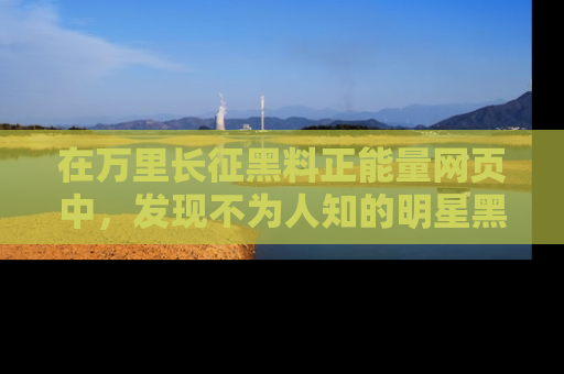 在万里长征黑料正能量网页中，发现不为人知的明星黑料与积极能量